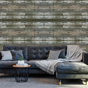 LIVINGANDHOME Self Adhesive Grey Oak Wood Effect Realistic Wallpaper