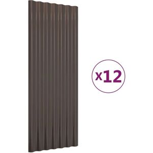 Berkfield Home - Mayfair Roof Panels 12 pcs Powder-coated Steel Brown 100x36 cm