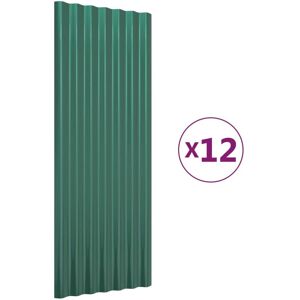 Berkfield Home - Mayfair Roof Panels 12 pcs Powder-coated Steel Green 100x36 cm