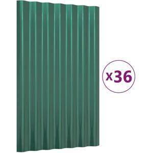 Berkfield Home - Mayfair Roof Panels 36 pcs Powder-coated Steel Green 60x36 cm