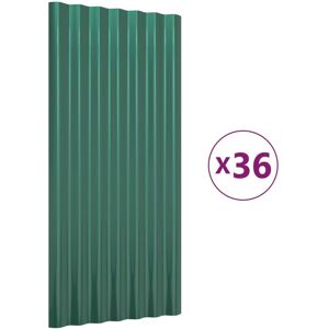 Berkfield Home - Mayfair Roof Panels 36 pcs Powder-coated Steel Green 80x36 cm