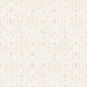 Pink 3D Geometric Wallpaper Embossed Taupe Grey White Metallic Grandeco Meso