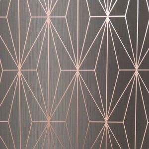 Charcoal Rose Gold Metallic Geometric Wallpaper Triangles Vinyl Muriva Kayla