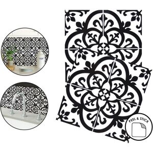 YOL Avignon Backsplash Tiles Peel & Stick 4pcs Black White Floral Home Wall Stickers