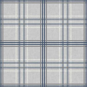 Nina Home Wallpapers - Nina Home Tartan Check Grey Blue Metallic Silver Paste The Paper Wallpaper