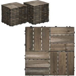 27 Pcs Wooden Decking Tiles, 30x30cm Decking Boards, 2.5㎡ Charcoal grey - Charcoal grey - Outsunny