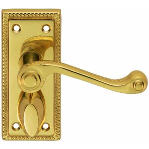 Loops - pair Reeded Design Scroll Lever on Bathroom Backplate 112 x 48mm Polished Brass