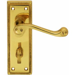 Loops - pair Reeded Design Scroll Lever on Bathroom Backplate 150 x 48mm Polished Brass