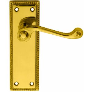 Loops - pair Reeded Design Scroll Lever on Latch Backplate 150 x 48mm Polished Brass