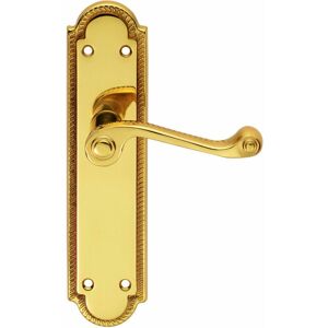 Loops - pair Reeded Scroll Lever on Shaped Latch Backplate 205 x 49mm Polished Brass