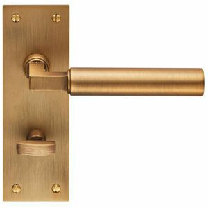 Loops - pair Round Bar Handle on Slim Bathroom Backplate 150 x 50mm Antique Brass