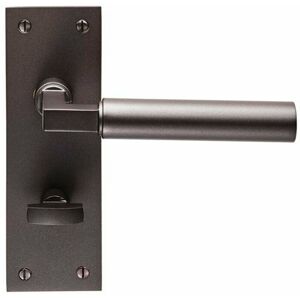 Loops - pair Round Bar Handle on Slim Bathroom Backplate 150 x 50mm Matt Bronze