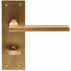 Loops - pair Straight Bar Handle on Slim Bathroom Backplate 150 x 50mm Antique Brass