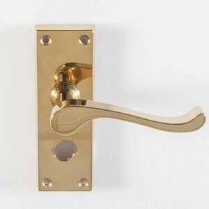 Loops - pair Victorian Scroll Handle on Bathroom Backplate 120 x 41mm Polished Brass