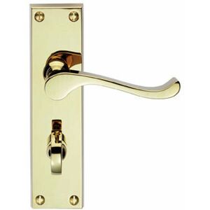 Loops - pair Victorian Scroll Handle on Bathroom Backplate 155 x 41mm Polished Brass