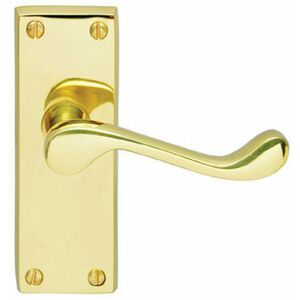 Loops - pair Victorian Scroll Handle on Latch Backplate 120 x 41mm Polished Brass