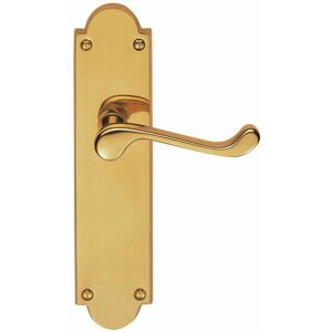 Loops - pair Victorian Scroll Handle on Latch Backplate 205 x 49mm Polished Brass