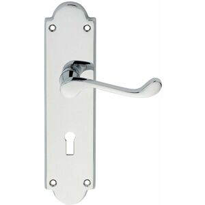 Loops - pair Victorian Scroll Handle on Lock Backplate 205 x 49mm Polished Chrome