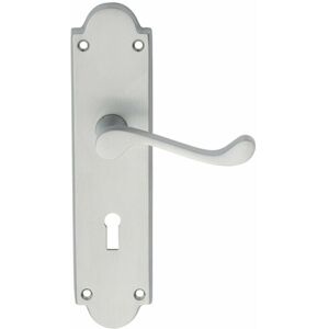 Loops - pair Victorian Scroll Handle on Lock Backplate 205 x 49mm Satin Chrome