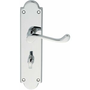 Loops - pair Victorian Scroll Lever on Bathroom Backplate 205 x 49mm Polished Chrome