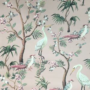 Nina Home Wallpapers - Pink Blossom Birds Wallpaper Nina Home Floral Tropical Tree Green Paste The Wall