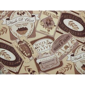 UGEPA Olive Oil Label Motif Wallpaper Typography Script Brown Beige Textured Vinyl