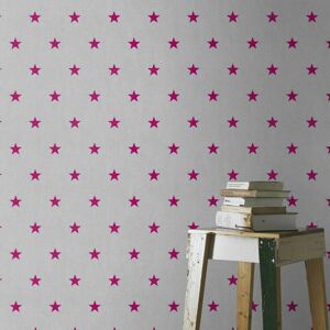 Light Grey Pink Stars Kids Children Bedroom Star Wallpaper Girls Toddler - Rasch