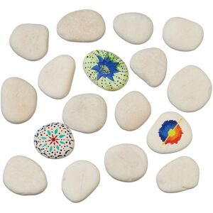 Decorative Stones, for Painting, Flat Rocks, Fun Classroom Activity, Set Weight 2 kg, Size 4-8 cm, Light Grey - Relaxdays