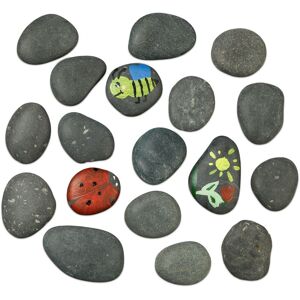 Decorative Stones, for Painting, Flat Rocks, Fun Classroom Activity, Set Weight 2 kg, Size 5-9 cm, Dark Grey - Relaxdays