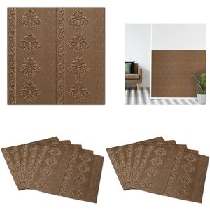 Self-Adhesive Wall Panels, Set of 10, Can be Cut to Size, Foam, Baroque Look, Paneling, 70x70 cm Brown - Relaxdays