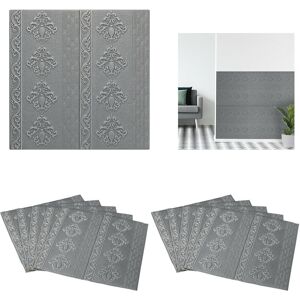 Self-Adhesive Wall Panels, Set of 10, Can be Cut to Size, Foam, Baroque Look, Paneling, 70x70 cm Grey - Relaxdays