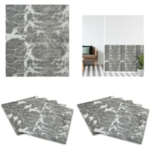 Self-Adhesive Wall Panels, Set of 10, Can be Cut to Size, Foam, Marble-look Wall Paneling, 77x69 cm, Grey - Relaxdays