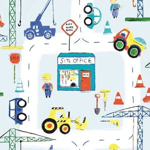 HOLDEN DECOR Kids Builder Wallpaper Trucks Diggers Crane Cars Road Works Children's Bedroom