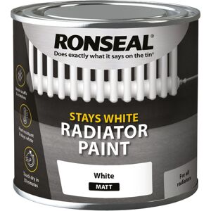 Ronseal - Stays White Radiator Paint - White - 250ml - Matt - White