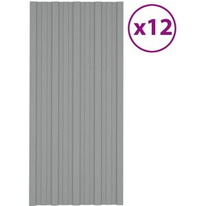 Berkfield Home - Royalton Roof Panels 12 pcs Galvanised Steel Grey 100x45 cm