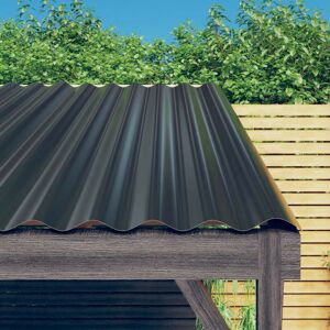 Berkfield Home - Royalton Roof Panels 12 pcs Powder-coated Steel Anthracite 100x36 cm