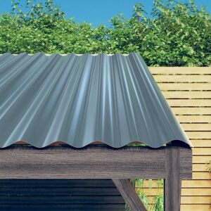 Berkfield Home - Royalton Roof Panels 12 pcs Powder-coated Steel Grey 100x36 cm