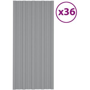 Berkfield Home - Royalton Roof Panels 36 pcs Galvanised Steel Grey 100x45 cm