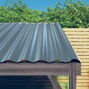 Berkfield Home - Royalton Roof Panels 36 pcs Powder-coated Steel Grey 60x36 cm