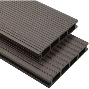 Wpc Hollow Decking Boards with Accessories 10m² 2.2m Dark Brown - Royalton