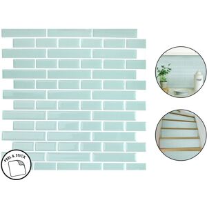 YOL 4 Sea Glass Backsplash Tiles Peel & Stick 4pcs Teal Blue Home Wall Stickers