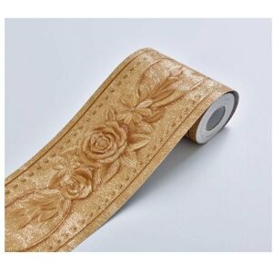 MUMU Self Adhesive Flower Wall Border for Home Decoration - Ideal for Kitchen or Bathroom - 10.6cm x 5m Gold