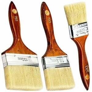 HÉLOISE Set of 3 Professional Paint Brushes, Flat Paint Brushes with Wooden Handle, Perfect for Furniture, 3 Sizes 100mm, 76.2mm, 50.8mm / 4in, 3in, 2in for