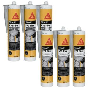 Set of 6 fire rated sealants for Sika joints Sika sil 670 Fire - Grey - 300ml