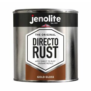 Gold - 1 Litre Tin - JENOLITE Directorust Metallic Gloss Paint - Gold - Apply Direct to Rust - Primer, Undercoat and Topcoat