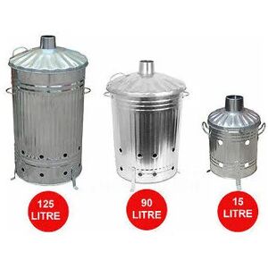 Viss - small medium large garden galvanised incinerator burner fire rubbish bin burn