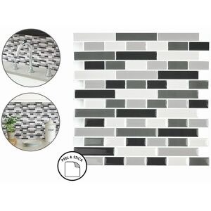 YOL - Smoked Glass Backsplash Tiles Peel & Stick 4pcs White Grey Black Wall Stickers