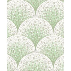 Profhome - Stone tile wallpaper wall BA220045-DI hot embossed non-woven wallpaper embossed with tile pattern shiny green white pastel turquoise grey