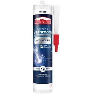 2707173 Anti-Mould Kitchen & Bathroom Sealant Cartridge White 274g UNI2079356 - Unibond