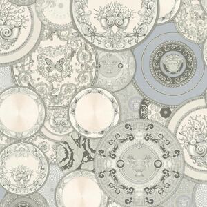 Plates Metallic Wallpaper Grey Vinyl Paste Wall Les Etoiles De La Mer - Versace